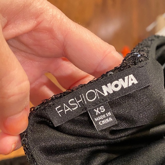 Fashion Nova Black Sequin Long Sleeve Dress - Picture 2 of 6